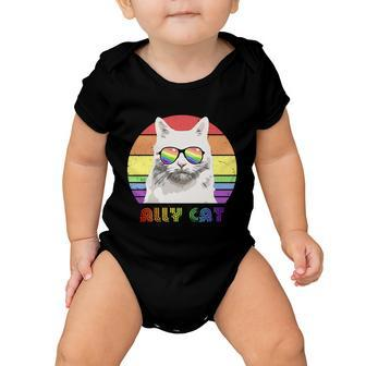 Lgbtq Ally Cat Rainbow Gay Pride Flag Lgbt Gift V5 Baby Onesie - Monsterry AU