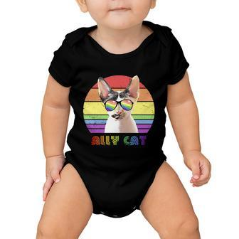 Lgbtq Ally Cat Rainbow Gay Pride Flag Lgbt Gift V9 Baby Onesie - Monsterry AU