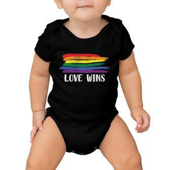 Love Wins Lgbt Gay Pride Lesbian Bisexual Ally Quote Baby Onesie - Monsterry