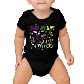 Mardi Gras Beads And Bling Celebration Baby Onesie - Monsterry AU