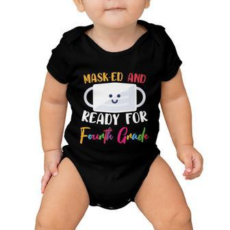 Masked And Ready For 4Th Grade First Day Of School Back To School Baby Onesie - Monsterry