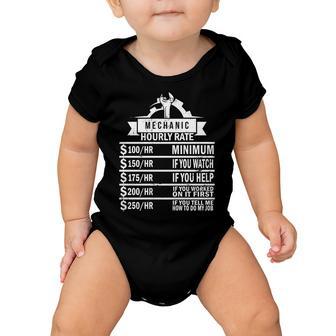 Mechanic Hourly Rate Tshirt Baby Onesie - Monsterry