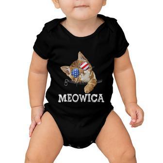 Meowica American Flag Cool Joke Cat Sunglusses 4Th Of July Baby Onesie - Monsterry