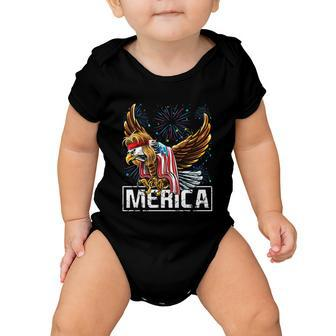 Merica Bald Eagle Mullet 4Th Of July American Flag Patriotic Funny Gift Baby Onesie - Monsterry