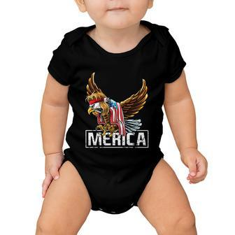 Merica Bald Eagle Mullet 4Th Of July American Flag Patriotic Gift Baby Onesie - Monsterry UK