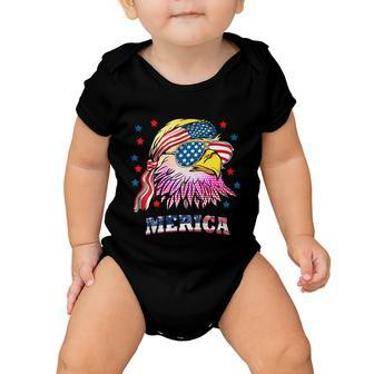 Merica Bald Eagle Mullet American Flag 4Th Of July Gift Baby Onesie - Monsterry