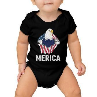 Merica Eagle Mullet 4Th Of July Funny Usa American Flag Great Gift Baby Onesie - Monsterry