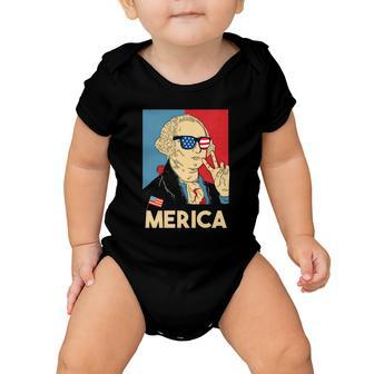 Merica George Washington 4Th Of July Usa Flag Funny American Gift Baby Onesie - Monsterry AU