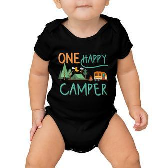 One Happy Camper First Birthday Camping Matching Graphic Design Printed Casual Daily Basic Baby Onesie - Thegiftio UK
