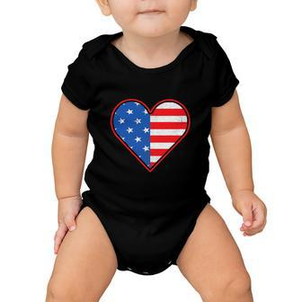 Patriotic American Flag Heart For 4Th Of July Girl Baby Onesie - Monsterry CA