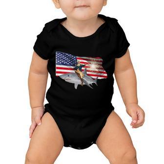 Patriotic George Washington On A Shark Baby Onesie - Monsterry DE