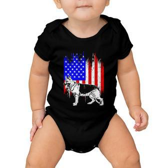 Patriotic German Shepherd American Flag Dog Lover Gift Cute Gift Baby Onesie - Monsterry DE