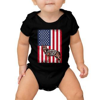 Patriotic German Shepherd American Flag Grunge Dog Lover Gift Baby Onesie - Monsterry UK