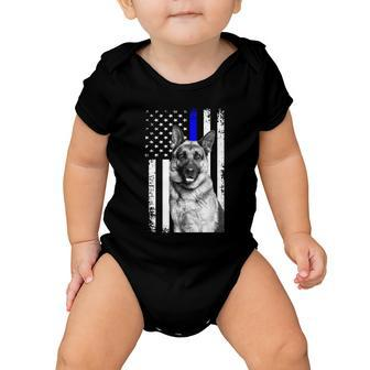 Patriotic German Shepherd Dog American Flag Thin Blue Line Gift Baby Onesie - Monsterry