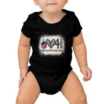 Peace Love 4Th Grade Funny Back To School Bleached Baby Onesie - Monsterry