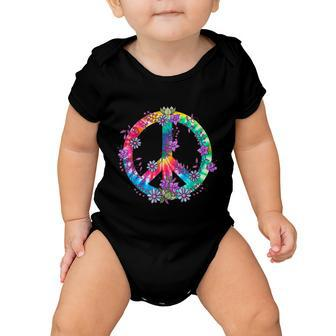 Peace Sign Love Flowers 60S 70S Tie Dye Hippie Costume Baby Onesie - Monsterry CA