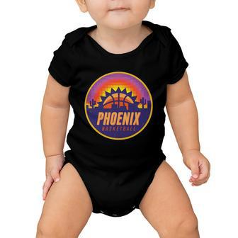 Phoenix Basketball Retro Logo Pixel Sunset Baby Onesie - Monsterry CA
