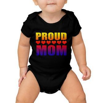 Proud Mom Lgbtgiftq Gay Pride Ally Lgbt Parent Rainbow Heart Funny Gift Baby Onesie - Monsterry