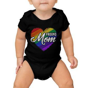 Proud Mom Mothers Day Gift Lgbtq Rainbow Flag Gay Pride Lgbt Cool Gift Baby Onesie - Monsterry AU