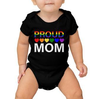 Proud Mom Mothers Day Gift Lgbtq Rainbow Flag Gay Pride Lgbt Gift Baby Onesie - Monsterry AU