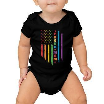 Proud Mom Rainbow Distressed Usa Pride Month Lbgt Baby Onesie - Monsterry DE
