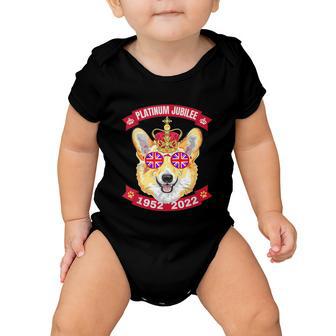 Queens Jubilee 2022 Queen Platinum Jubilee 70Yr Crown Flag Dog Lover Baby Onesie - Monsterry AU