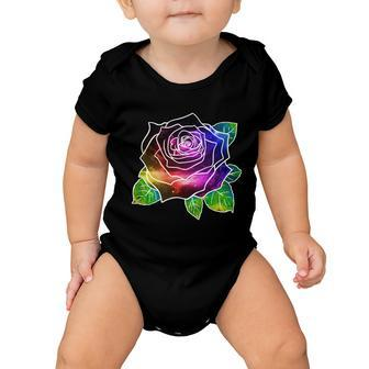 Rainbow Galaxy Floral Rose Baby Onesie - Monsterry UK