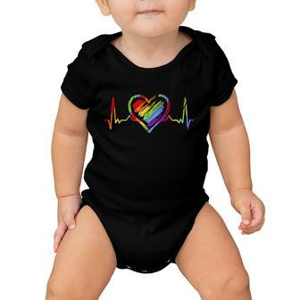 Rainbow Heartbeat Lgbt Gay Pride Great Gift Baby Onesie - Monsterry CA