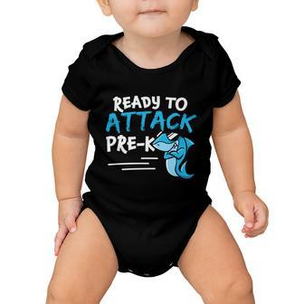 Ready To Attack Prek Shark Back To School Baby Onesie - Monsterry