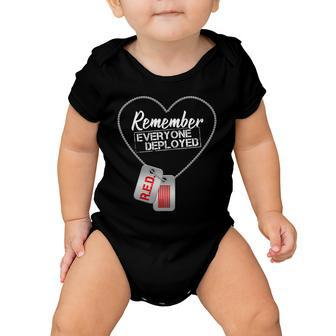 Red Remember Everyone Deployed Dog Tags Tshirt Baby Onesie - Monsterry DE