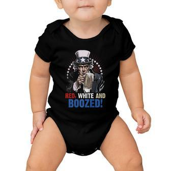 Red White And Boozed 4Th Of July Uncle Sam Baby Onesie - Monsterry DE