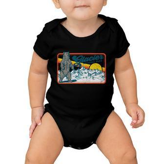 Retro Glacier National Park 80S Bear Graphic 80S Meaningful Gift Baby Onesie - Monsterry AU