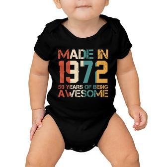 Retro Made In 1972 50 Years Of Being Awesome Birthday Baby Onesie - Monsterry
