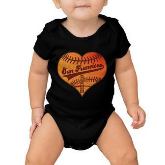Retro Vintage San Francisco Baseball Heart Baby Onesie - Monsterry CA