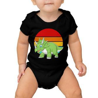 Retro Vintage Triceratops Dinosaur Baby Onesie - Monsterry