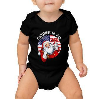 Santa Hat Summer Party Funny Christmas In July Baby Onesie - Monsterry
