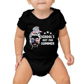 Schools Out For Summer Last Day Of School Messy Bun Us Gift Baby Onesie - Monsterry AU