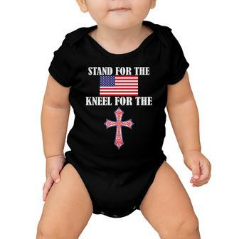 Stand For The Flag Kneel For The Cross National Anthem Tshirt Baby Onesie - Monsterry