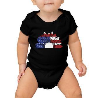 Sunflower American Flag 4Th Of July Independence Day Patriotic V2 Baby Onesie - Monsterry AU