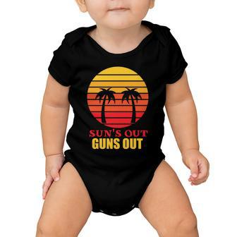 Suns Out Guns Out Summer Party Baby Onesie - Monsterry