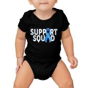 Support Squad Colon Cancer Awareness Blue Ribbon Baby Onesie - Monsterry