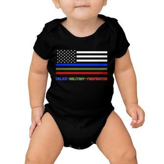 Thin Blue Green Red Lines Police Military Firefighter Tshirt Baby Onesie - Monsterry UK