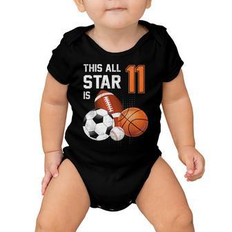 This All Star Is 11 Years Old Gifts Kid 11Th Birthday Sport Baby Onesie - Thegiftio