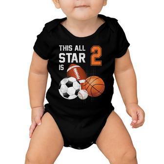 This All Star Is 2 Years Old Gifts Kid 2Nd Birthday Sport Baby Onesie - Thegiftio