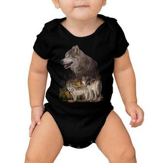 Three Wolf Collage Tshirt Baby Onesie - Monsterry UK