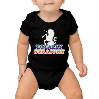 Totally Straight Unicorn Rainbow Pride Tshirt Baby Onesie - Monsterry CA