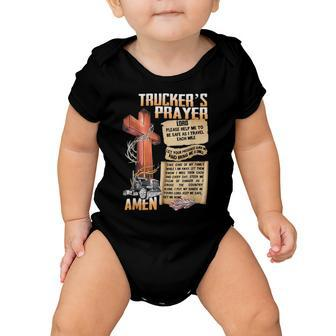 Trucker Truckers Prayer Amen Cross Truck Drive Lover Baby Onesie - Seseable