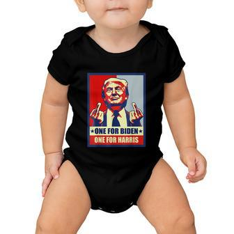 Trump Middle Finger Biden Harris Republican American Flag Baby Onesie - Monsterry DE