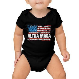 Ultra Maga Distressed United States Of America Usa Flag Tshirt Baby Onesie - Monsterry