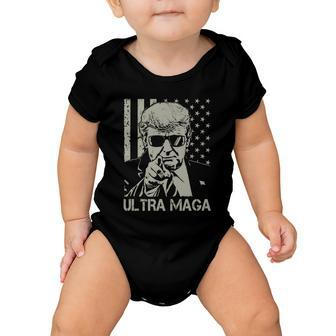 Ultra Maga Shirt Funny Anti Biden Us Flag Pro Trump Trendy Tshirt V2 Baby Onesie - Monsterry AU